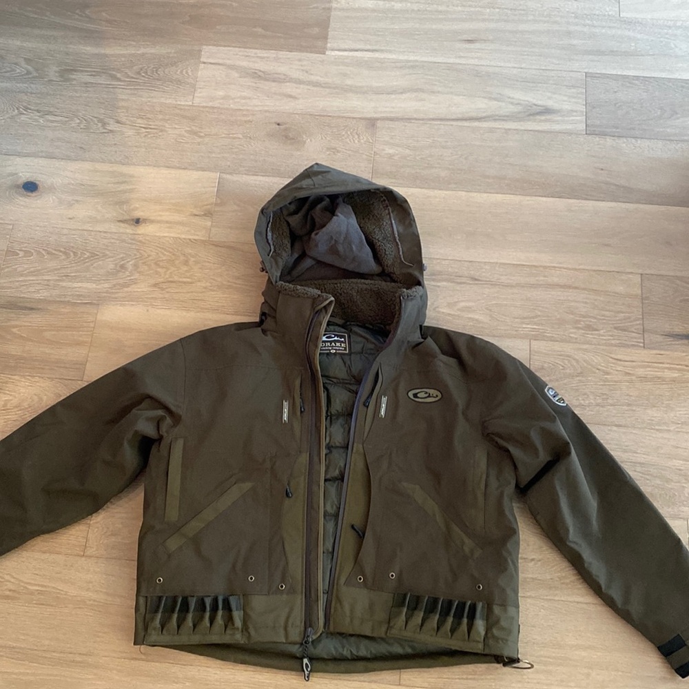 Drake waterfowl insulated flooded timber jacket.